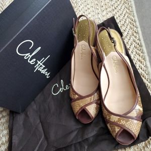 Cole Haan Women's Amaya Nike Air Slingback Python Wedge Platform Heel Size 9.5